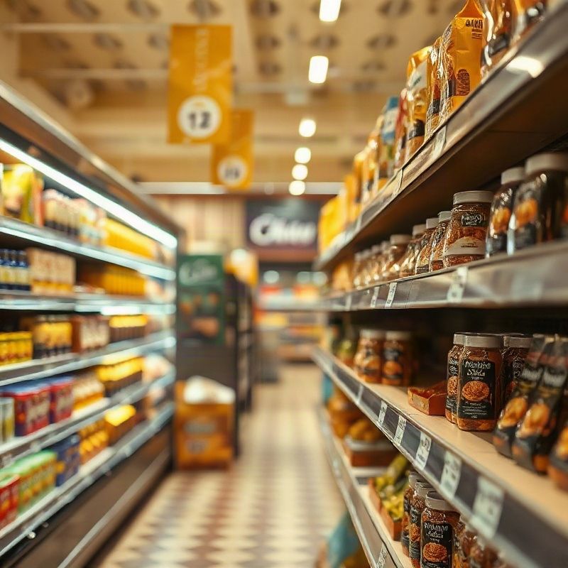 Regály českého supermarketu s cenovkami